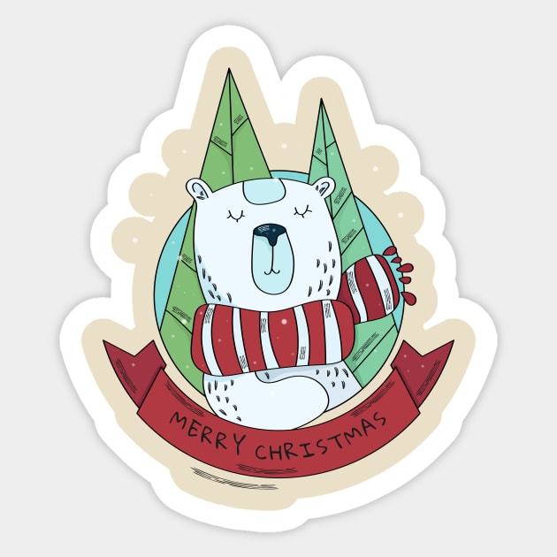 Merry Christmas Polar Bear Sticker by sydorko